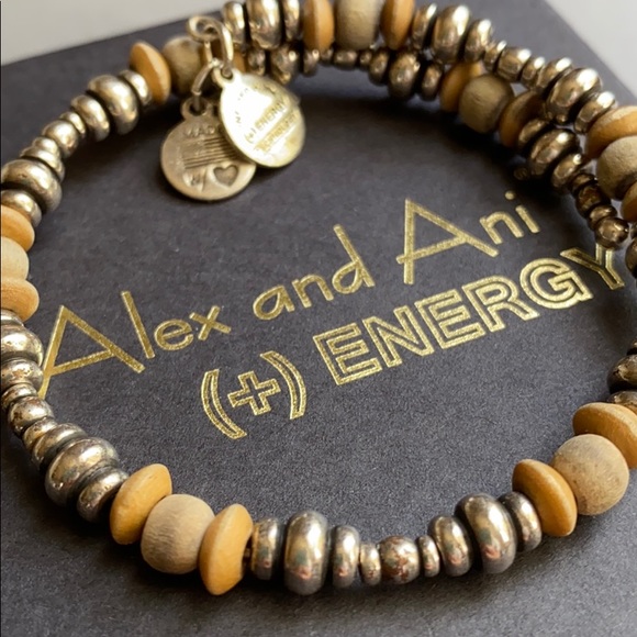 Silver and Wood Beaded Alex and Ani - Picture 3 of 3
